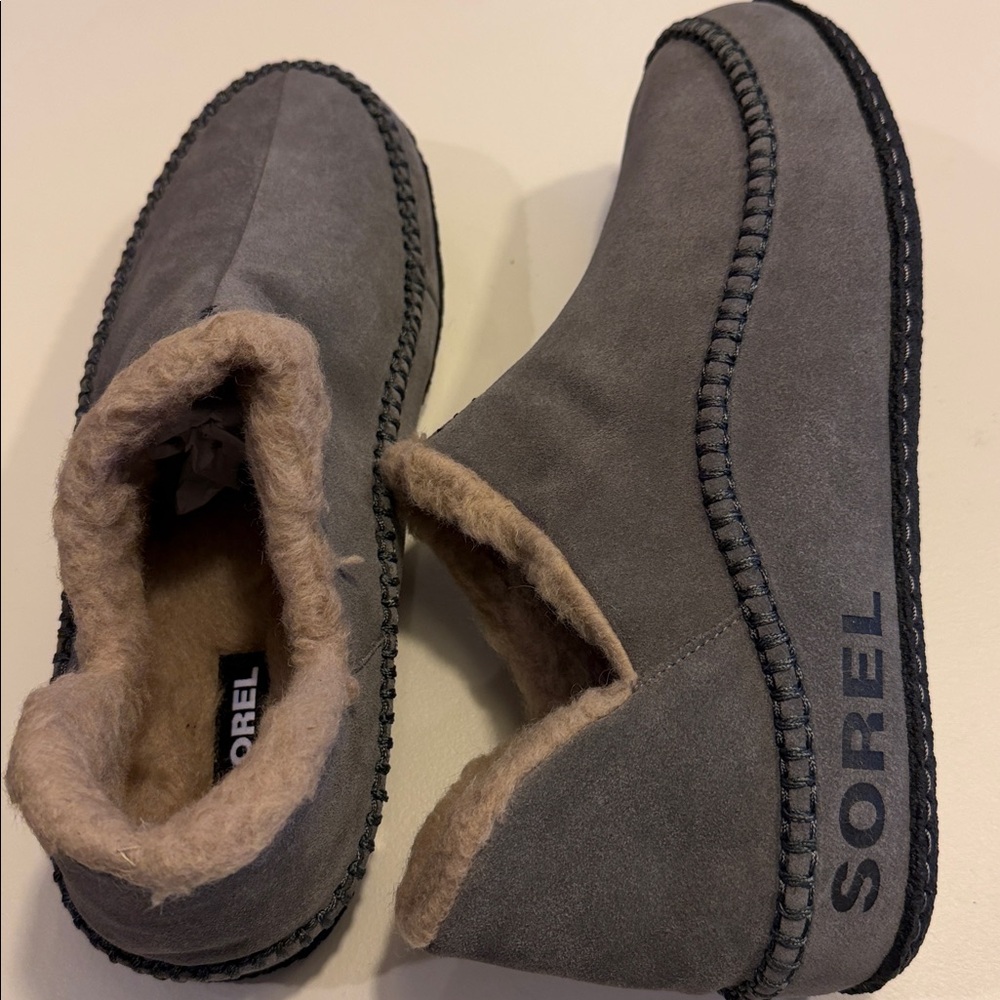 Sorel Men’s Gray Suede Slip-On Shearling Lined Slippers Sz 11. NWOB Tub5 - Picture 4 of 6